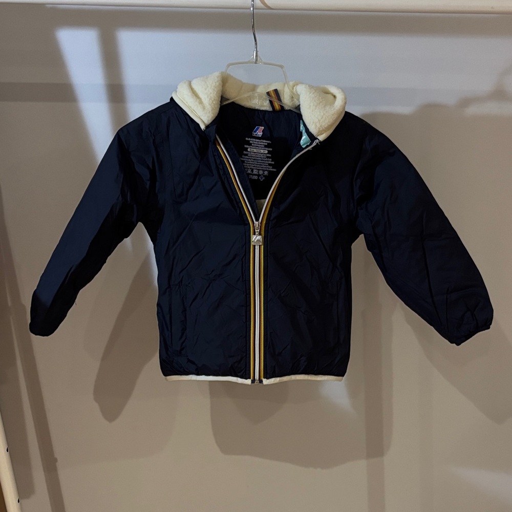 K-Way Kids Dark Blue Puffer with Cream Hood